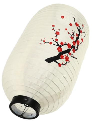 Linterna Japonesa de Seda Color Marfil Colgante para Interior y Exterior | Hierro, Forma Simple, Estilo Clásico y Delicado, Uso Decorativo para Restaurante y Jardín