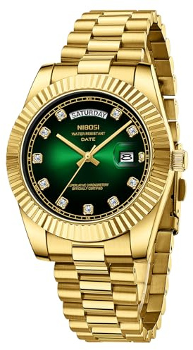 NIBOSI Uhren Herren Analoge Quarzuhr Roségold Silber Tag und Datum | Wasserdichte Edelstahl luxuriöses Zifferblatt mit Diamanten Männer Business Casual Klassiker Armbanduhr