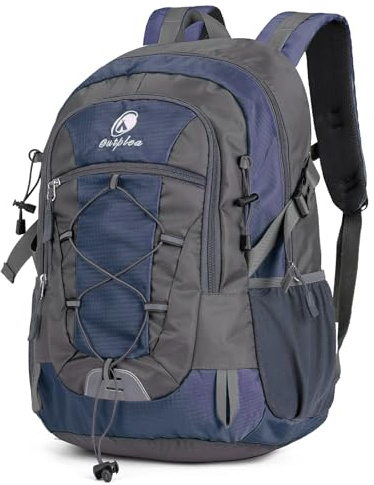 Outplea 25L Mochila Senderismo, Mochila Trekking para Hombres Mujeres con cubierta de lluvia, Mochilas de Marcha Ultraligera para Montaña Acampada Camping Actividad al Aire Libre, Azul Oscuro