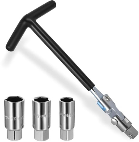SUUEIOKL Set di 4 chiavi per candele di accensione, con impugnatura a T, universali, flessibili, 16 mm, 18 mm, 21 mm, per tagliaerba, moto, auto
