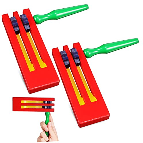 Kisangel Wooden Matraca Noise Maker Ratchet Toys for Boys and Girls, Traditional Double-layer Wood Rattle Instrument Set for Sports Events and Party Favors, 2 Pieces