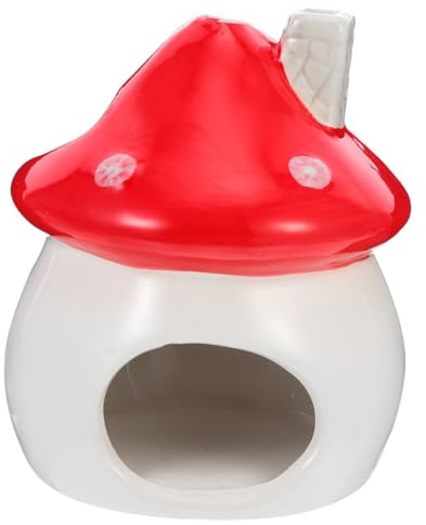 SHINEOFI Casa para Hámster Cerámica Forma de Hongo Refugio Fresco y Duradero para Pequeños Roedores como Ratas Conejillos de Indias y Erizos Diseño Adorable y Seguro para Mascotas Pequeñas