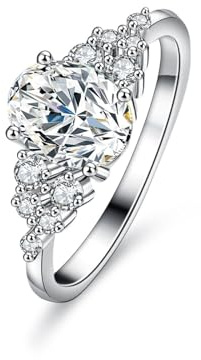 Whoiy Frauen Ringe Platin 950, Hochzeits Ringe Echtgold Eheringe mit 1.5ct Moissanite Oval Damenring Größe 57 (18.1)