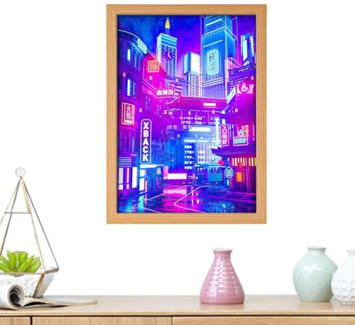 Stampa artistica su tela, immagine a LED dimmerabile luminosa, adorabile decorazione da parete retroilluminata moderna | Stampa con paesaggio urbano super luminoso per camera da, soggiorno