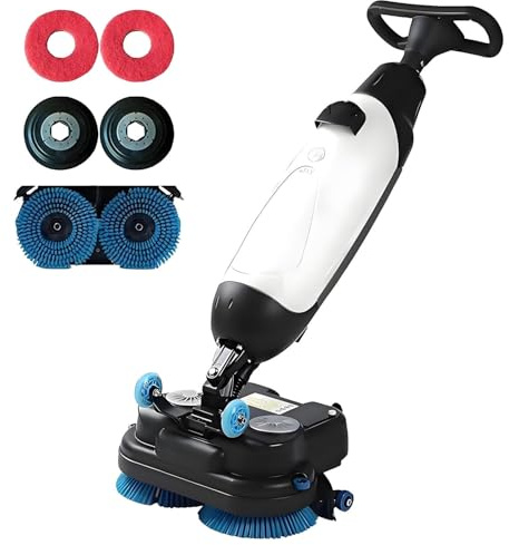 AiODiO Nettoyeur de sols électrique, autolaveuse autoportée, Largeur de Nettoyage 430 mm, Surface de Nettoyage 1200 m²/h, tête pivotante à 360°, autonomie de la Batterie 90-120 Min White