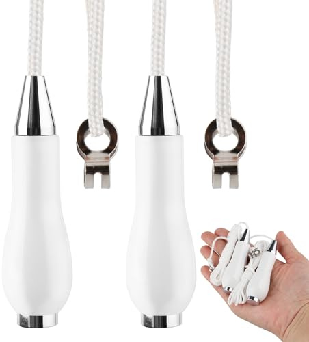 Rivvra 2Pcs Ceramic Light Pull Cord Handles with Extension String, Teardrop Shaped Bathroom Switch Pull, Quiet Durable Cord for Ceiling Fan, Light, Blinds