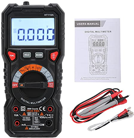 Multimètre numérique HT118A avec plage automatique – Testeur de tension multifonction et compteur de courant pour la maintenance des électriciens – Outil de mesure professionnel