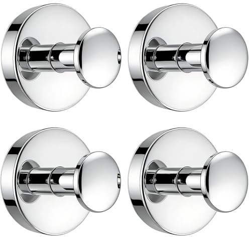 V-Kitpater Heavy Duty Suction Hooks 4 Pack, Chrome Plated 304 Stainless Steel No Drill Hooks for Bathroom Kitchen Tile Glass, Wreath Hanger for Front Door & UPVC, 10lb Waterproof