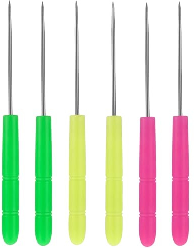6 PCS Baking Needle Pricker Tool Set, Plastic Handle Cookie Dough Scriber Awl for Biscuit Decorating, Cake Baking, Pastry DIY (3 Colors)