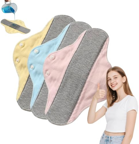 3PCS Reusable Incontinence Pads for Women,Washable Panty Liners,Long Cotton Sanitary Pads,Leakproof Period Pads,Sanitary Postpartum Pads,Ladies Incontinence Pads,Breathable Reusable Cotton Pad