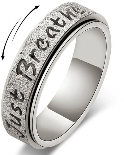 MIYUEFAN Anxiety Anillo para Mujer Anillo Antiestrés (Plata, 7)