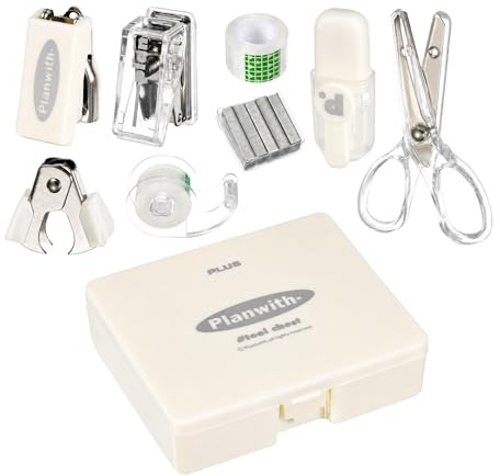 8pcs Office Supplies Set, Mini Stationery Set with Portable Storage Box | Durable ABS Material,Comprehensive Functions, with Mini Stapler, Tape Dispenser for Student Office Home Business Trip
