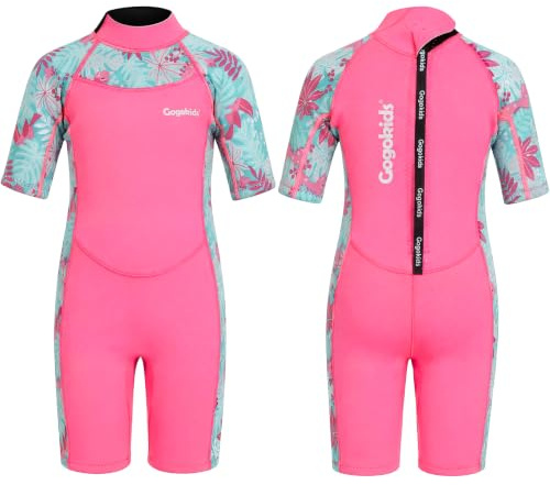 Gogokids Kids Shorty Wetsuit, 2mm SCR Lightweight Neoprene for Toddlers, Back Zip Children’s Short Wet Suit for Comfort & Warmth, Swimming, Snorkelling & Surfing, Ages 2–8 Boys Girls