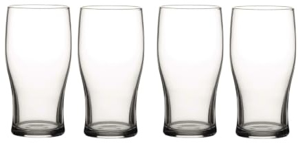 Nobel Classic British Pint Glasses, 20oz Craft Beer Tumbler, Easy Stacking, (Set of 4)