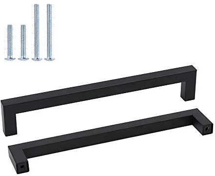 Goldenwarm 10 Stück Schwarz Möbelgriffe 224mm Edelstahl Stangengriff | Küchengriff Schrankgriffe Schubladengriffe Quadratischer Griff