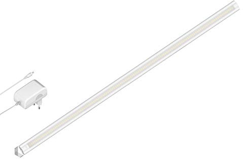 ledscom.de LED Unterbau-Leuchte SIRIS weiß matt mit Netzteil, Eckmontage, flach, 90cm, 963lm, warm-weiß