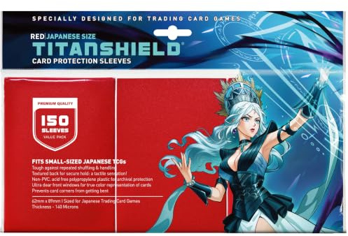 TitanShield Kartenhüllen für Yu-Gi-Oh, Cardfight, klein, japanische Größe, 150 Stück (Rot) Vanguard & More