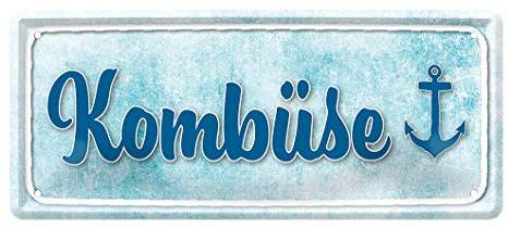 helges-shop Blechschild Kombüse - Metallschild Maritime Boot Yacht Deko - Retro Anker Wand Schild - Geschenk Einzug - Maritim Dekoration Küche Fisch Restaurant Imbiss - Hygge - 28x12cm