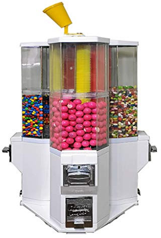 Cupcandy Automat mit 3 Fächern und Becher - Süssigkeitenautomat Waschpulver Waschmittel Verkaufsautomat Warenautomat Münzautomat (weiss)