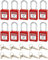QWORK® Candado de seguridad rojo para bloqueo y etiquetado, 10 paquetes candados con 20 Clave, 38mm Steel Shackle