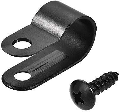 sourcing map 50Stücke 10,4mm Nylon R Typ Kabelclip Kabelklemme Kabelspanner mit Schrauben schwarz