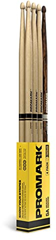 ProMark Rebound 5A - Baqueta de nogal americano, punta de madera de bellota, paquete de 4 unidades