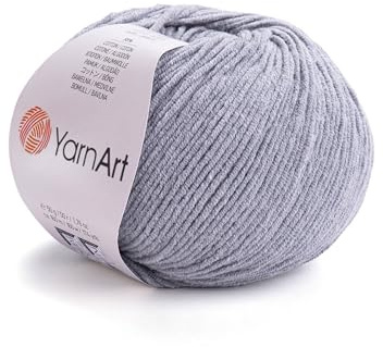 YarnArt, Jeans, Hilo de mezcla de algodón para amigurumi, ganchillo y punto, hilo turco suave 55 % algodón, 45 % poliacrílico, para proyectos hechos a mano, Gris 46