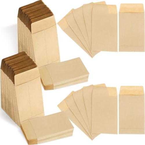 1000 Stück kleine Samenumschläge 5.7x8.9 cm Münzumschläge für Bargeld, schwarze und braune Kleinteile-Umschläge für Visitenkarten, Geschenkkarte, Haus, Garten, mit gummierter Klappe, Kraftpapier