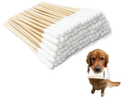 MZQSIY Pet Dog Ear Cleaner Bamboo Cotton Buds 15.5cm Enhanced Long Cane Stick Wax Remover Itchy Ear Remedy Cleaning Swabs for Cleaning Animals Ears Wax Infection Removal (100)