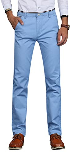 Oanviso Pantalones Largos Informales De Negocios De Moda para Hombres Pantalones Formales Elásticos con Bolsillo Pantalones Rectos Cómodos Pantalones De Oficina Antiarrugas Prevenir A Azul Claro L