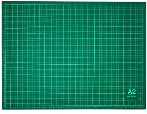 Tradineur - Tabla de corte, base para patchwork, autocicatrizante, manualidades, bricolaje, costura, alfombrilla de corte autorregenerable (Verde, A2, 60 x 45 cm)