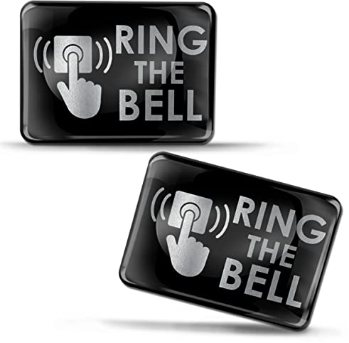 Biomar Labs 2 x 3D Gel Sign Notification Symbol Ring The Bell Doorbell Stickers Silver Marking for Gate Door KS 163
