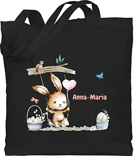 Geschenk mit Namen personalisiert by Shirtracer - Baumwolltasche - Ostergeschenke Ostern - Hase Süß Kinder personalisiert I Osterhase
