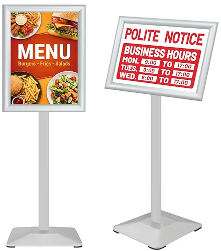 VAIIGOsoporte de cartel robusto y duradero, menú, pantalla ajustable con base de hierro fundido, para carteles, menús, publicidad, ventas, comentarios, pantalla de señalización (a3, plata)