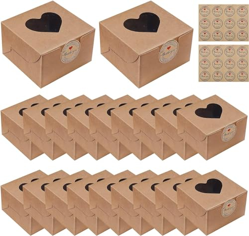 18Pcs 4 Inch Small Cake Boxes with Clear Window White Bakery Boxes Individual Cupcake Boxes Single Cake Slice Boxes Small Box Paper Box Sweet Boxes Empty Cookie Boxessmall Gift Box Brown