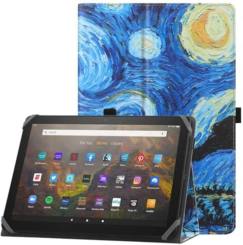 HoYiXi Universelle Hülle für 9-10,1 Zoll Tablette Fire HD 10 2021/2023 & Fire HD 10 Plus 2021/2023 mit Ständer Folio und Handschlaufe Schutzhülle für 9-10,1 Samsung Lenovo Android Tablette - Himmel