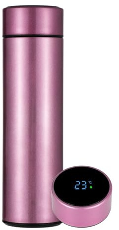 Gourde Isotherme 500ml, Bouteille Isotherme Inox, Mug Isotherme Etanche de Voyage(Rose rouge)