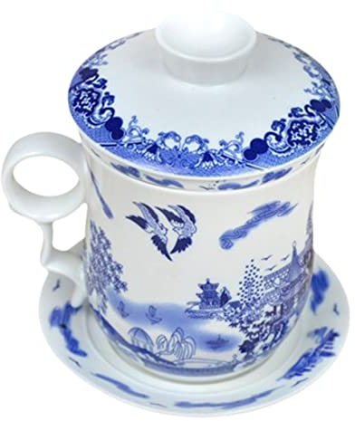 ABOOFAN 1 Satz Teetasse Aus Blauem Und Weißem Porzellan Tenmokus-teetasse Teetasse Zum Einweichen Mit Deckel Tasse Mit Tee-ei Teebecher Chinesischem Porzellan Kaffeetasse Klassisch Keramik