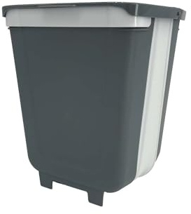 Camp4 Contenedor Basura Plegable con Tapa, Cubo de Basura, 8 L, Gris/Blanco
