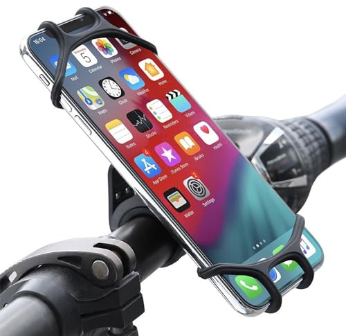 KYSUN Soporte Movil Moto, 360° Rotación Soporte Movil, Soporte para Móvil de Bicicleta Telefono Motocicleta Montaña, Soporte Desmontable Moto, Soporte Bici Movil Antivibracion Universal Manillar Negro