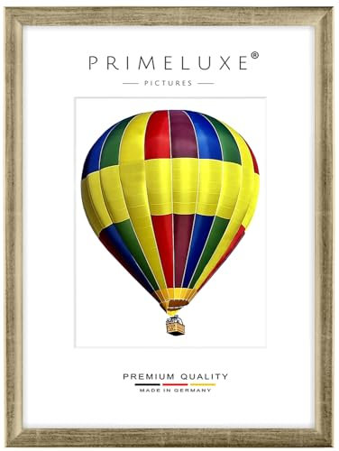 PrimeLuxe Holz Bilderrahmen 37,5 x 98 cm (Bildmaß) in Silber-Leaf | Farbe und Größe wählbar | Rahmen für Poster | Puzzle | Foto collage | MADE IN GERMANY