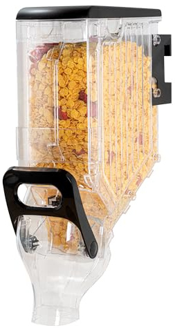 Restaurantware-Met Lux 3.4 Gallon Dry Food Dispenser, 1 Airtight Cereal Dispenser - Wall-Mounted, Single Control, 1 Black Plastic Grain Holder, For Snacks, Nuts, Or Coffee Beans
