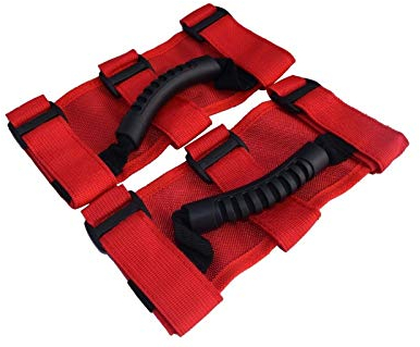 Windenseil, 2 stücke von rot ATV utv roll bar einstellbare Riemen greifen Handgriff, Handgriff Griffgriffe für ATV UTV SUV