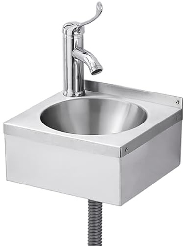 Lavello da Cucina, Lavello a Parete Piccolo Lavello Professionale Acciaio Inox Lavamani in Acciaio Inossidabile Installazione Facile Lavello per Camper Montaggio a Parete (30x27x13.5cm-A)