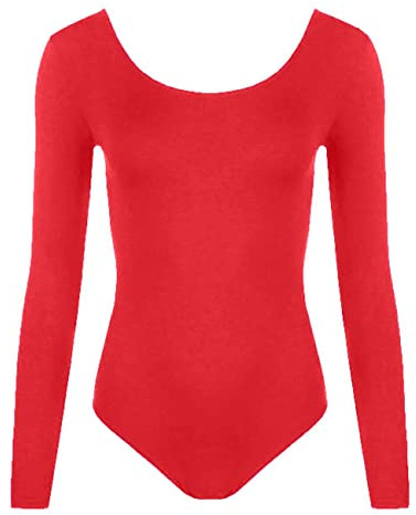 reshmena® Girls Long Sleeve Gymnastics Leotard, Ballet Leotard, Dance Tops, Bodysuit, Leotards, One-Piece Unitards, Jumpsuit Girl Dancing Ballet Athletic Leotards for Girls (Red, 11-12 Years)