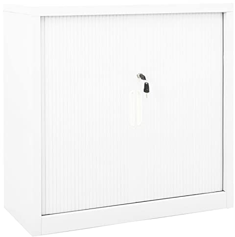 Keyroto Schließfachschrank Wertfachschrank Metallspind Spind Schrank Schließfächer Spind Metall Schrank mit Schiebetür Stahl Weiß 90x40x90 cm