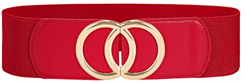 JasGood Damen Breiter Elastischer Taillengürtel Vintage Stretchy Kleid Gürtel Hüftgürtel mit Gold O-Ring Schnalle