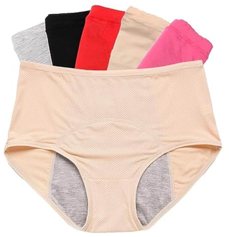 WDCAYQHZ Periodenunterschwäsche,Auslaufsichere Unterwäsche Damen Inkontinenz, Menstruationsunterwäsche Baumwolle, 6 Pack(Multicolor 2,L)