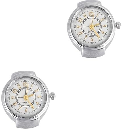 SOIMISS 2stücke Stylische Fingeruhr Aus Silber Mit Großen Ziffern Praktische Ringuhr Für Damen Und Herren Zur Zeitansage Modisches Accessoire