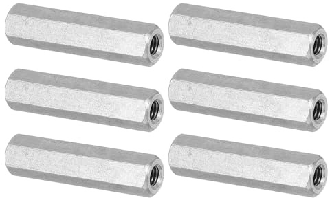 PATIKIL M4 x 30 mm 304 Edelstahl Sechskant-Kupplungsmuttern, 6 Stück Grobgewinde Sechskant Hülsenmutter Sechskant Verbindungsmutter Gewindehülse Langmutter, Silberton